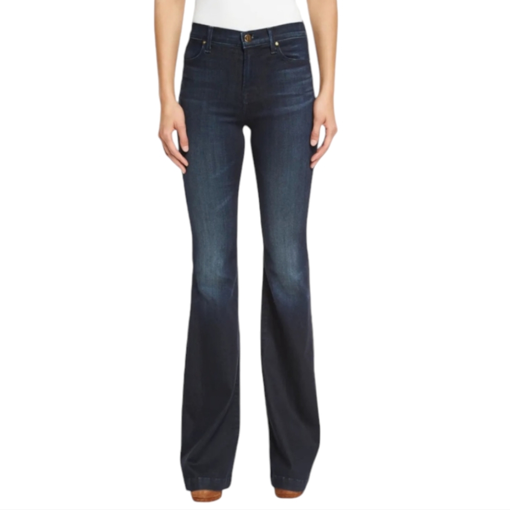 J BRAND "Maria Flare" darkwash wide leg flares trouser hem jeans sz 23x32.5L euc